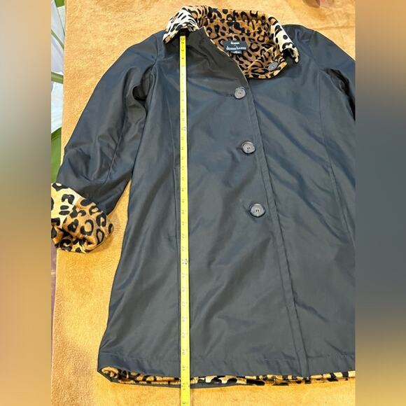 Dennis by Dennis Basso Reversible Winter Jacket Coat Leopard Print Black Size XS - Picture 11 of 13